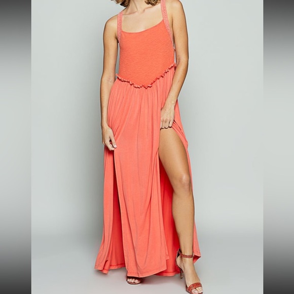 POL Dresses & Skirts - POL coral summer maxi dress, size large